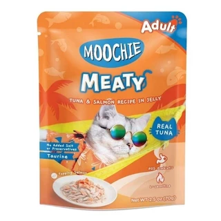 Moochie อาหารเปียกมูชี่ไม่เติมเกลือเพื่อสุขภาพของน้องแมวขนาด 70 กรัม 12ซอง