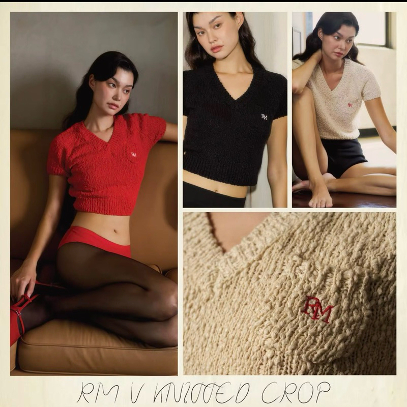 [ใช้โค้ดลด 20-30% ] Rally RM V Knitted Crop - เสื้อ Crop แขนสั้นคอวี ของแท้จากช้อป King Power