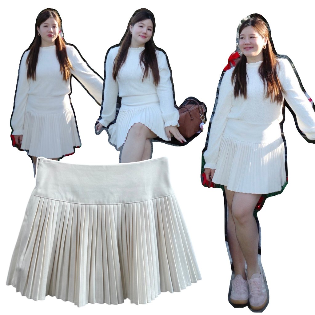 ( เอวสูงถึง 38") Mini Pleated Skirt กระโปรงพลีทสาวอวบ กระโปรงสั้น