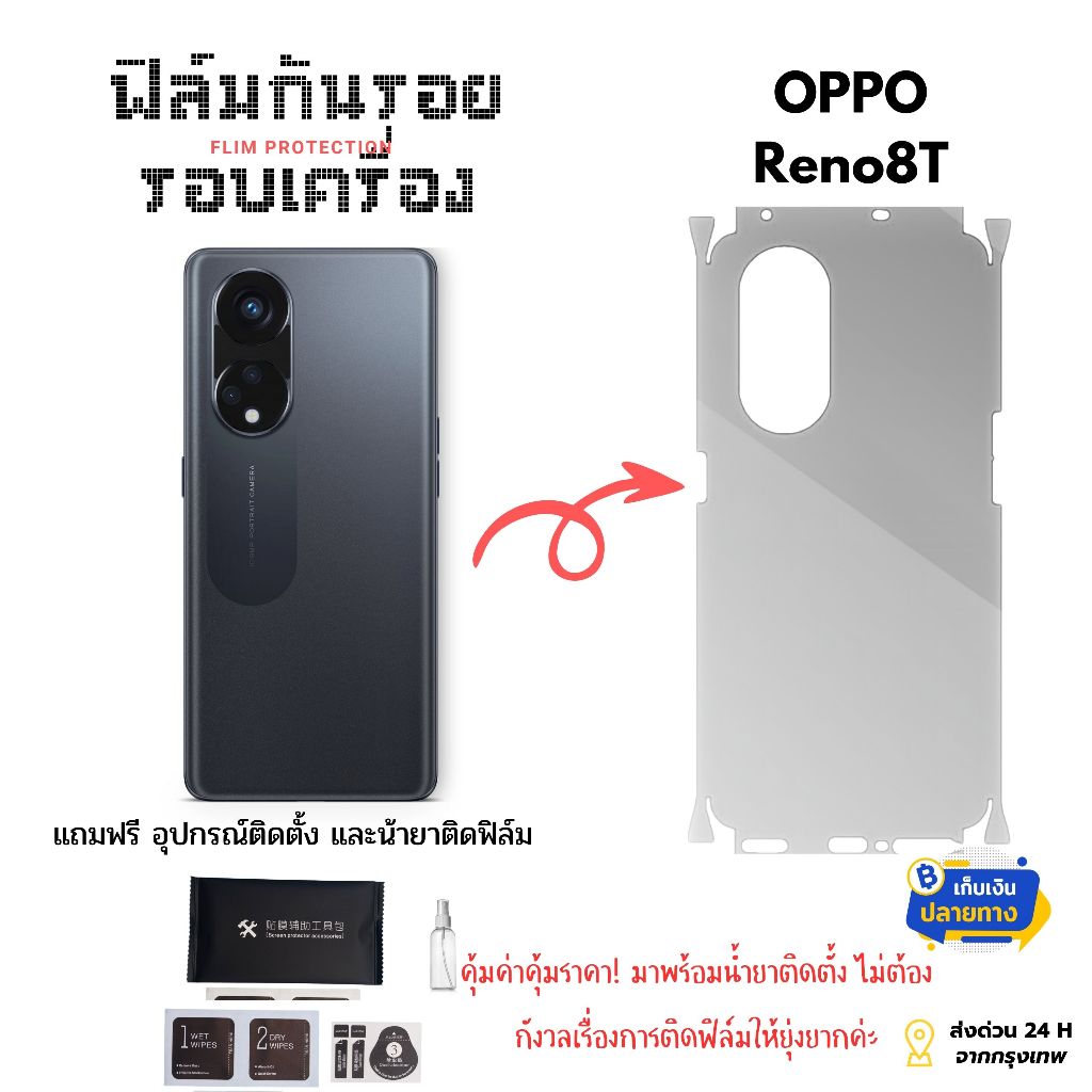 ฟิล์มกันรอย OPPO Reno 8T | ปกป้องครบทุกมุม พร้อมเสริมสไตล์หรู