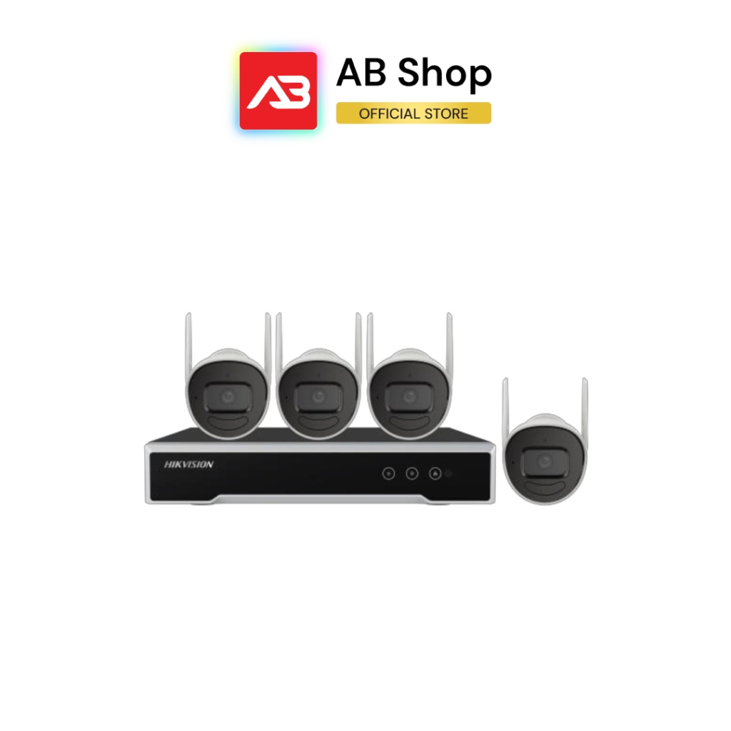 HIKVISION ชุดกล้องวงจรปิด WIFI 2 ล้านพิกเซล 4 ตัว รุ่น NK42W08H (บันทึกภาพและเสียง)