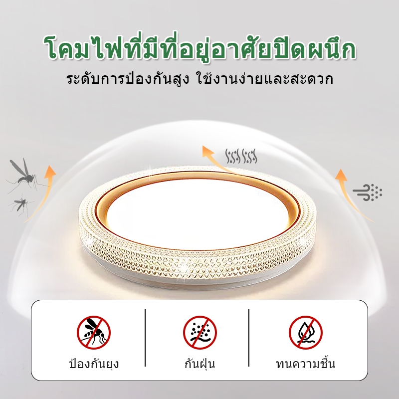GEJIESE โคมไฟเพดาน led ทันสมัย กลม/สี่เหลี่ยม ไฟเพดาน 3สี ปรับแสงได้ เหมาะสำหรับห้องนั่งเล่น/ห้องนอน - รูปที่ 2