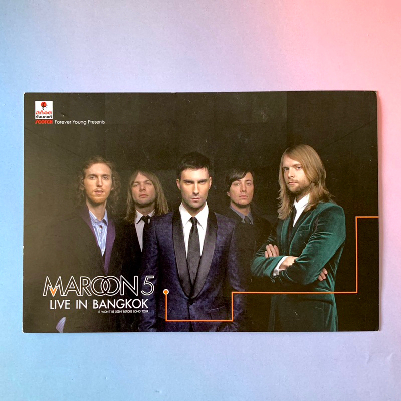 🛒 (พร้อมส่ง) โปสการ์ดคอนเสิร์ต ของแท้: “Maroon 5” Live in Bangkok 2008 [pose2/Postcard]
