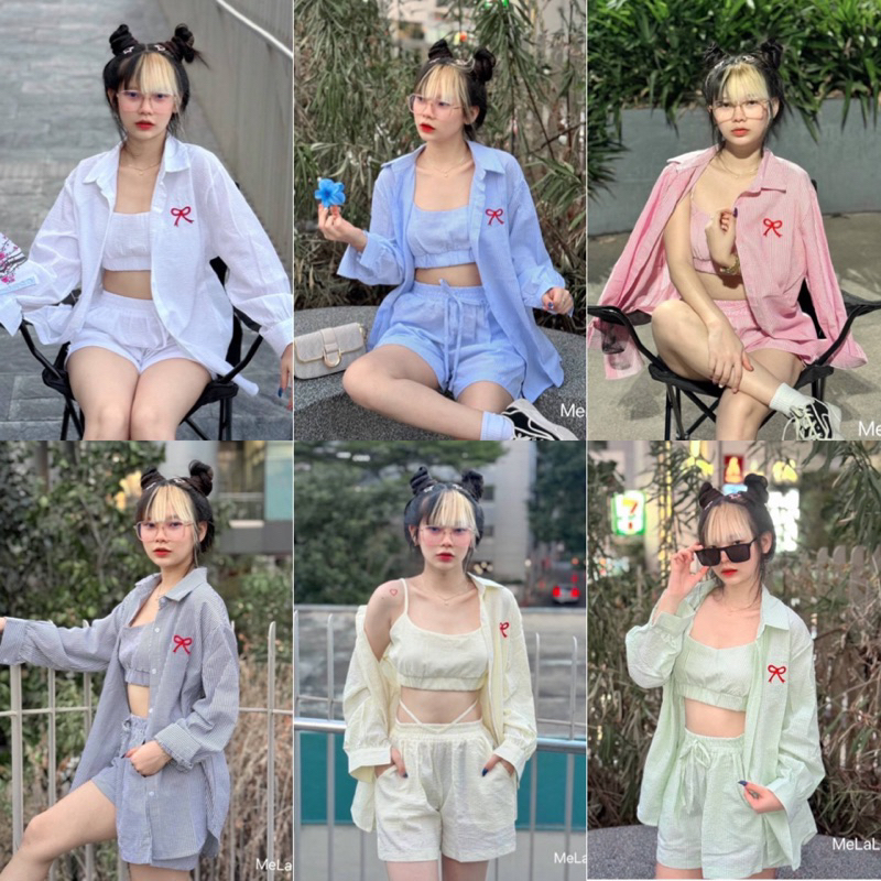 LILY เซ็ต 3 ชิ้น[เสื้อคลุม+สายเดี่ยว+กางเกง]งานป้ายนำเข้า ชุดเซ็ตใส่เที่ยว ชุดสวยๆ งานสวยตรงปกสุดๆค่า - รูปที่ 4