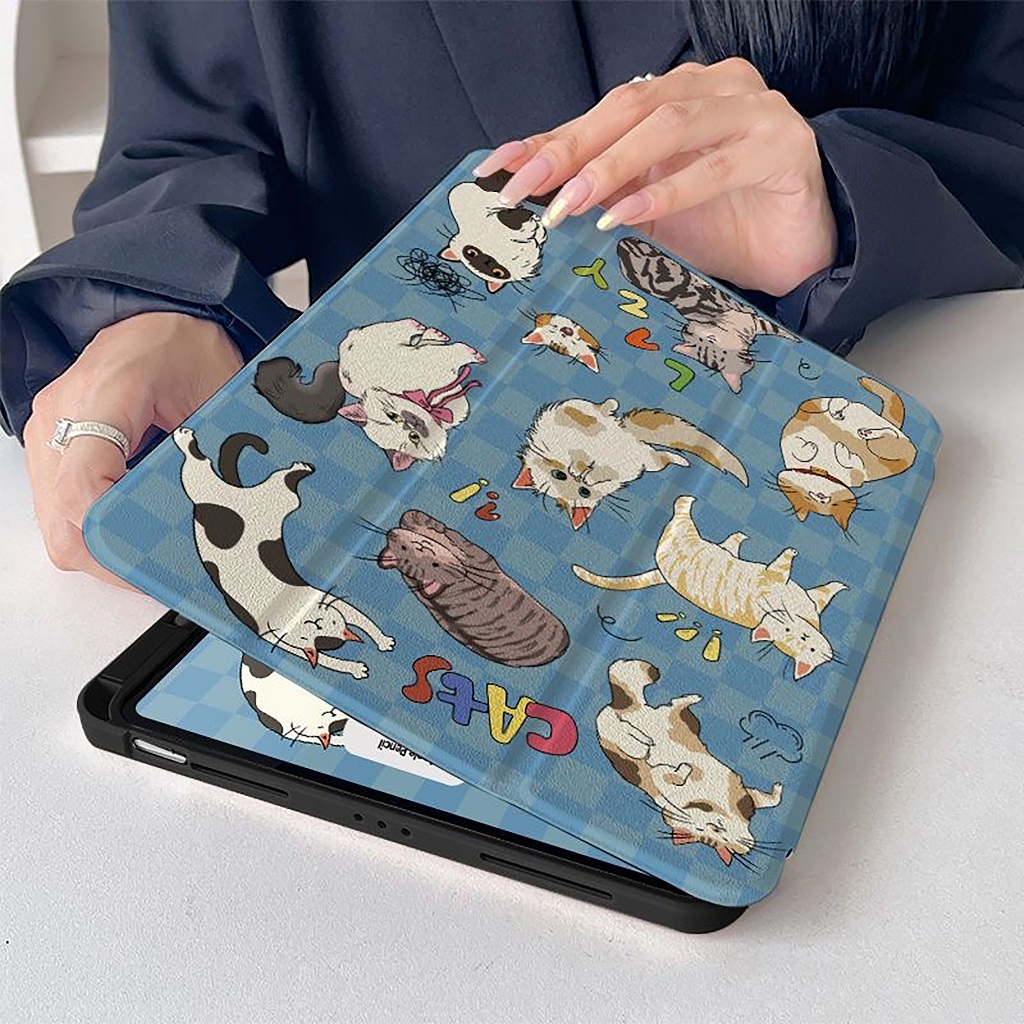 🌼ออกให้ 24 ชม🌼เคสiPadหมุน 360°Air7 Air6 11 Gen11 ที่ใส่ปากกา ครอบครัวลูกแมว เคส iPad Gen9 Pro11 2024 - รูปที่ 2