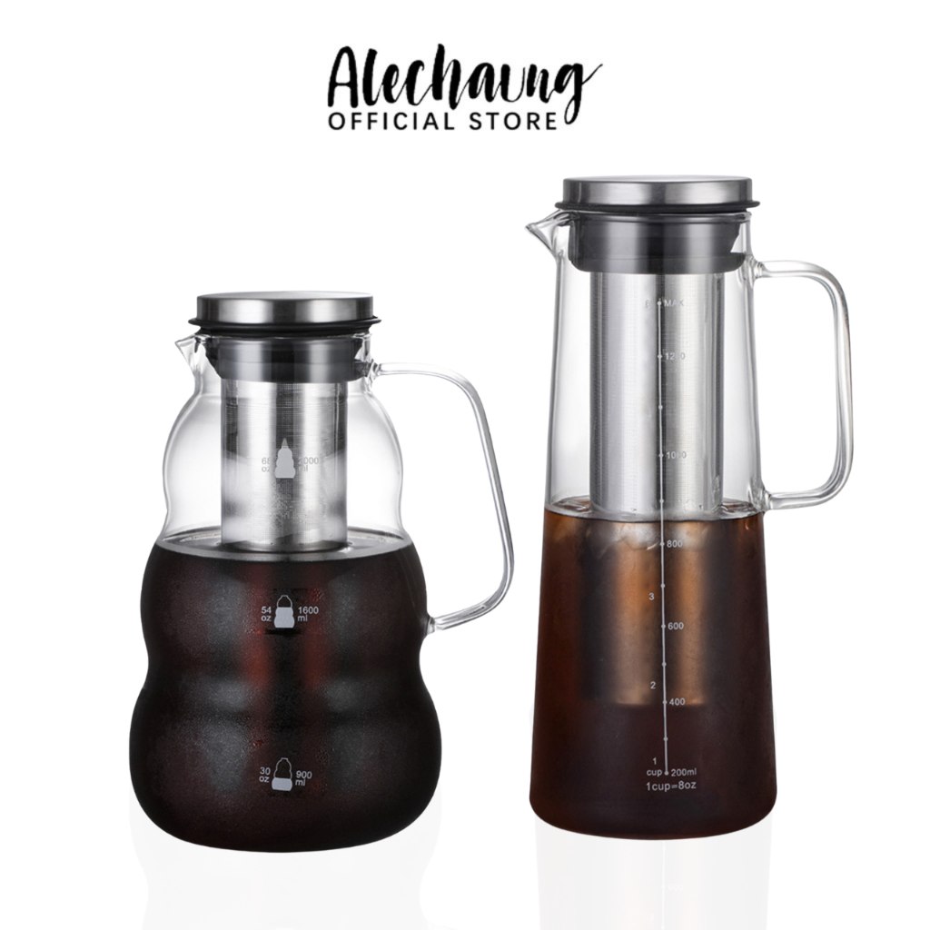 Alechaung ขวดกาแฟสกัดเย็น กาแฟสกัดเย็น เหยือกทำกาแฟ แก้วชงชา Cold brew pot 1000ml 1400ml 2000ml กรองได้ดี พร้อมสเกลบอก