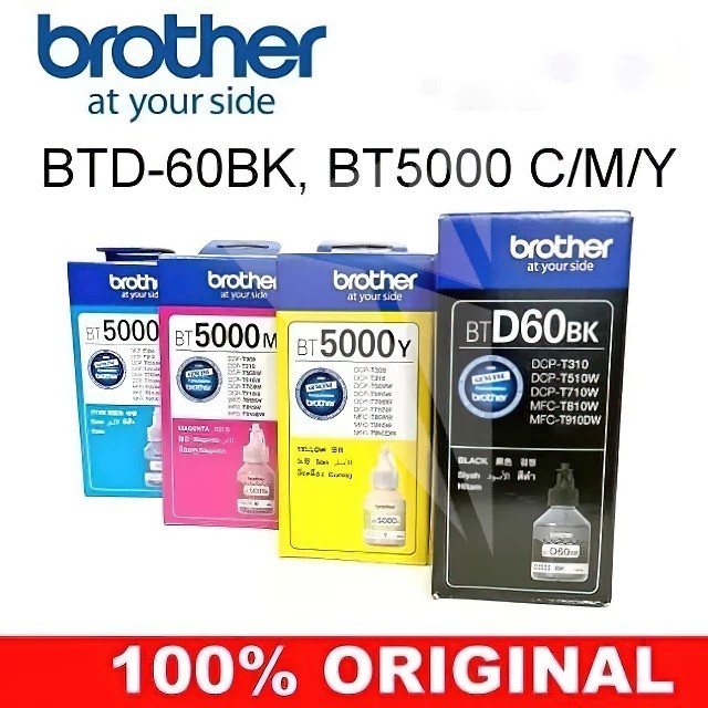 Brother BT-D60 Bk/BT-5000 CMY หมึกขวดเติมบราเดอร์ของแท้ ใช้กับพริ้นเตอร์ (printer): Brother รุ่น DCP