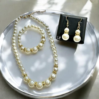 [พร้อมส่งทันที] ยกเซ็ท3in1 สร้อยมุข กำไล ต่างหูเจาะ เครื่องประดับชุดไทย