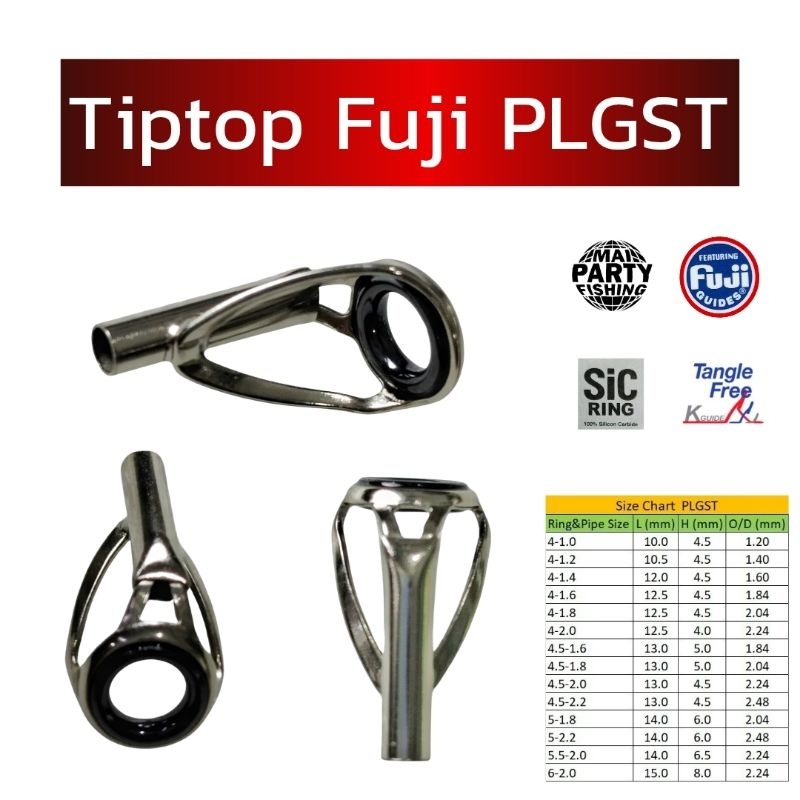Tiptop Fuji PLGST สีPolished Silver-White I SIC RINGเป็นไกด์Tiptop ตัวปลายคันเบ็ด