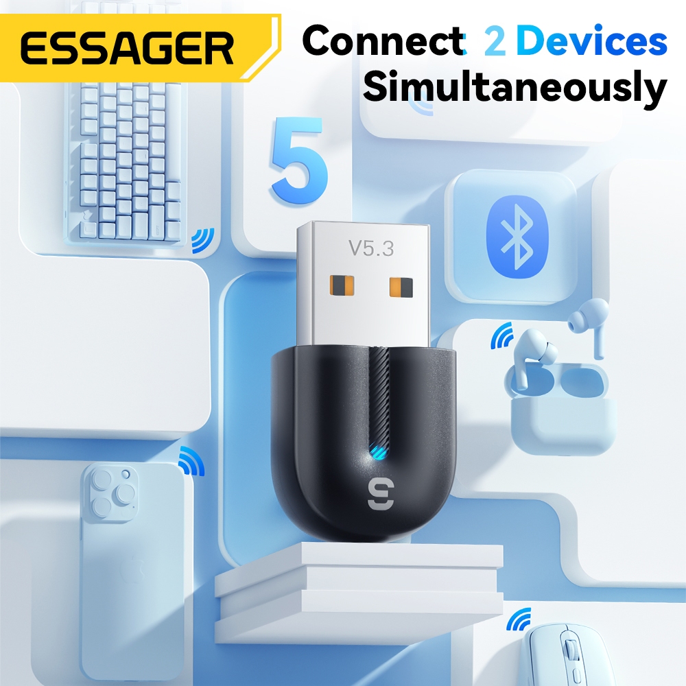 Essager 5.3 อะแดปเตอร์บลูทูธพกพา For Win8.1/10/11
