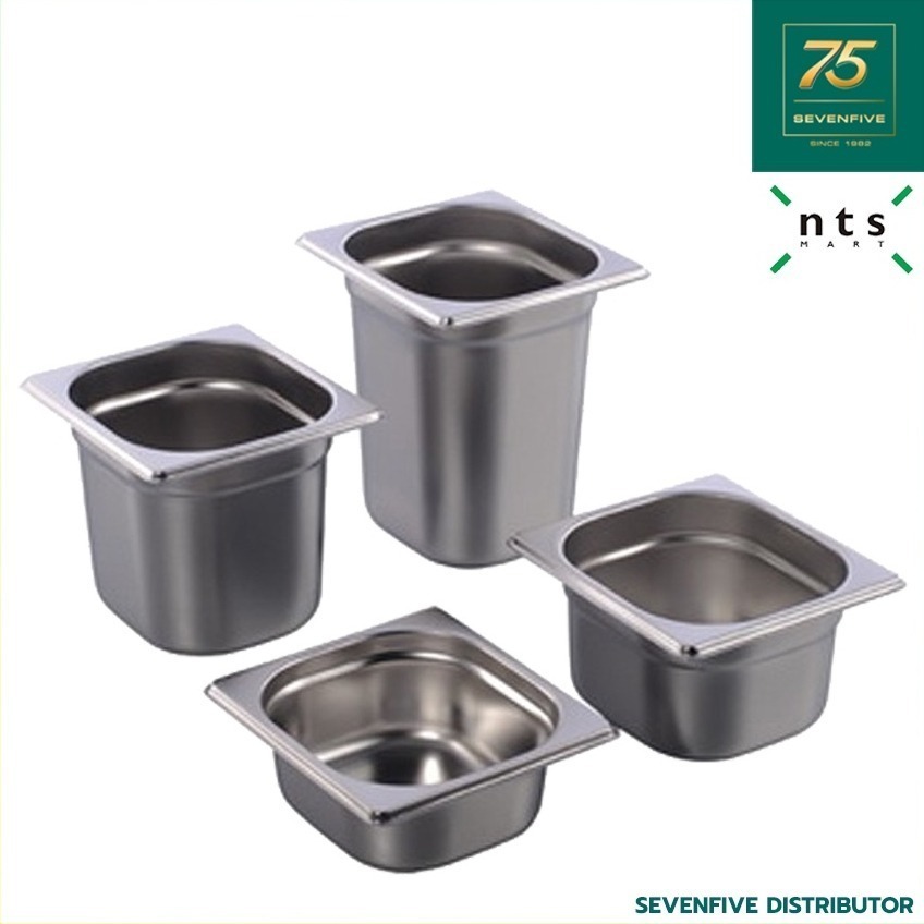 NTS GN PAN ถาดอุ่นอาหาร อ่างอุ่นอาหาร ถาดสแตนเลส GN1/6 (กว้าง162 x ยาว176 มม.) NTS1-GN16 แพ็ค 2 ชิ้น