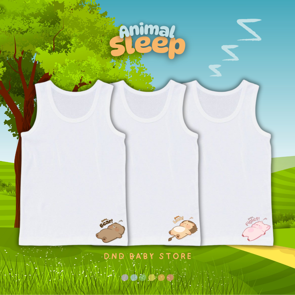 เสื้อซับในเด็ก เสื้อกล้ามเด็กลาย สัตว์นอน Animal Sleep Zoo นุ่มระบายอากาศได้ดี ไซส์ 1-11ปี