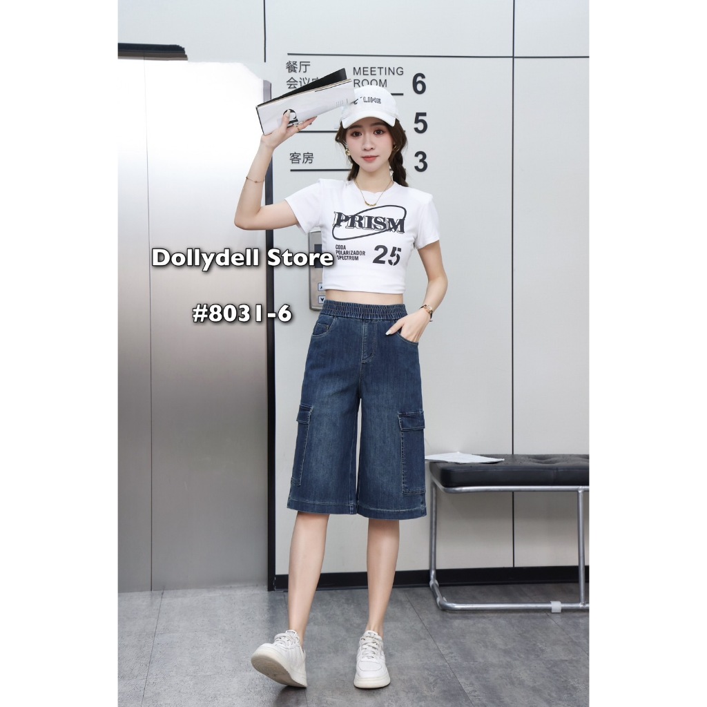 กางเกงยีนส์คาร์โก้4ส่วนDolly รุ่น#8031-5 มี2สี เอวยางยืด เนื้อผ้ายืดได้คุณภาพดีใส่สบายทรงสวย