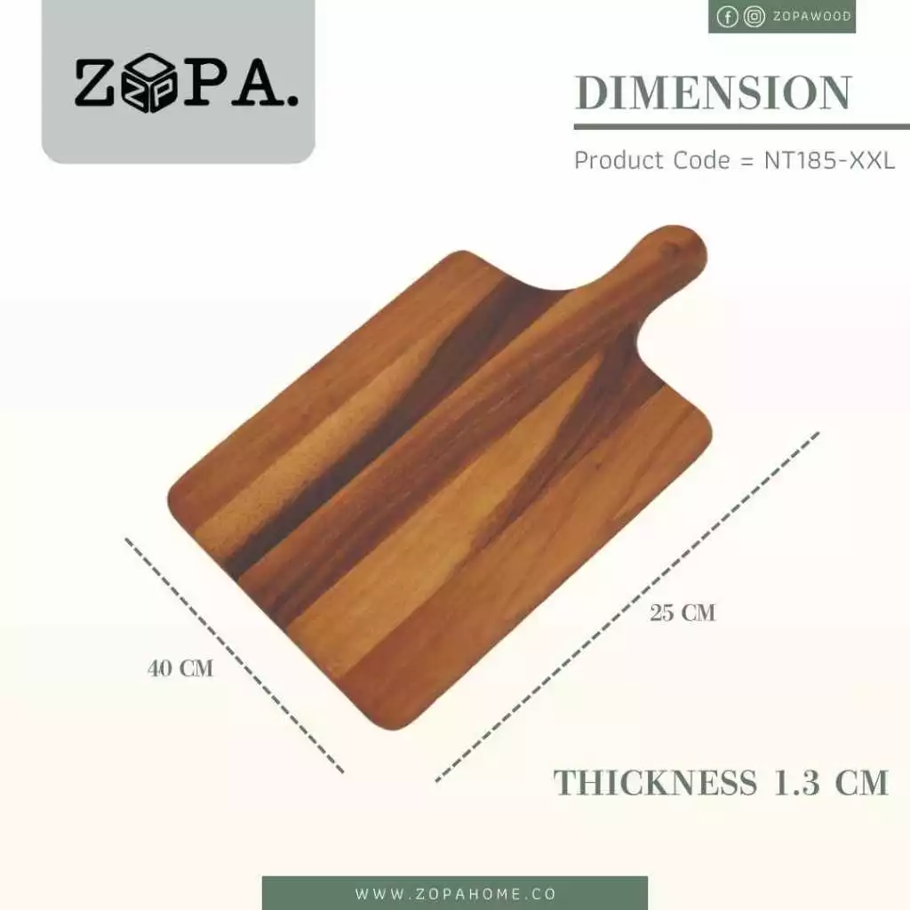 เขียงเหลี่ยมมีด้าม ไม้จามจุรี ZOPAWOOD เขียงเล็กมีด้าม เขียงวางขนม ถาดขนม ขนาดเล็ก มือจับ อเนกประสงค์ ถาด Acacia Wood thumbnail 7