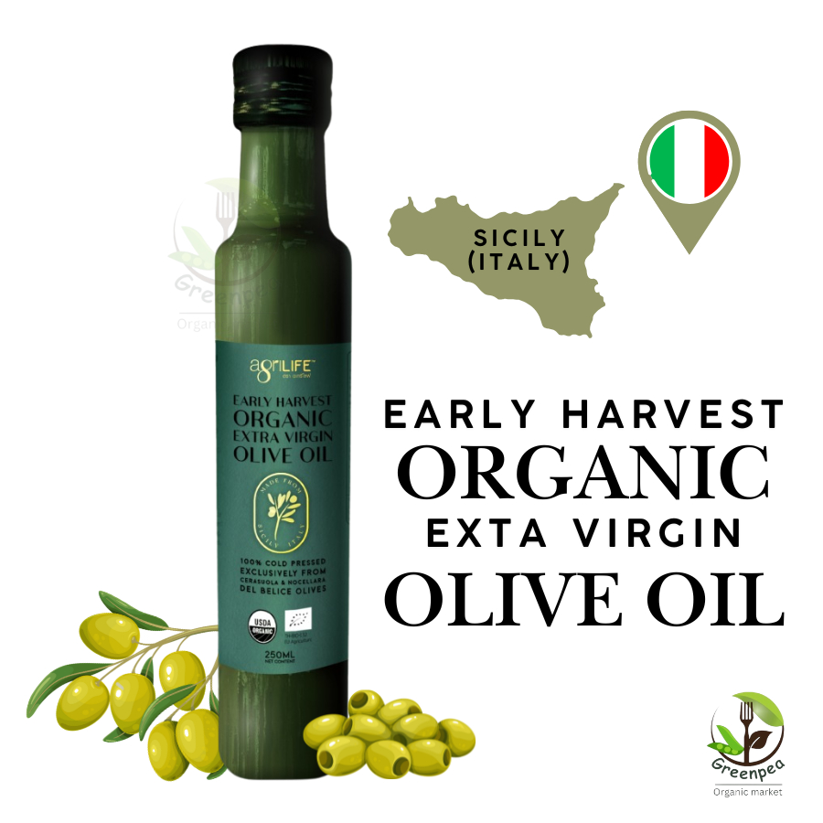Agrilife Oganic Extra Virgin Olive Oil from Italy ขนาด 250 ml. น้ำมันมะกอก สกัดเย็น จากประเทศอิตาลี