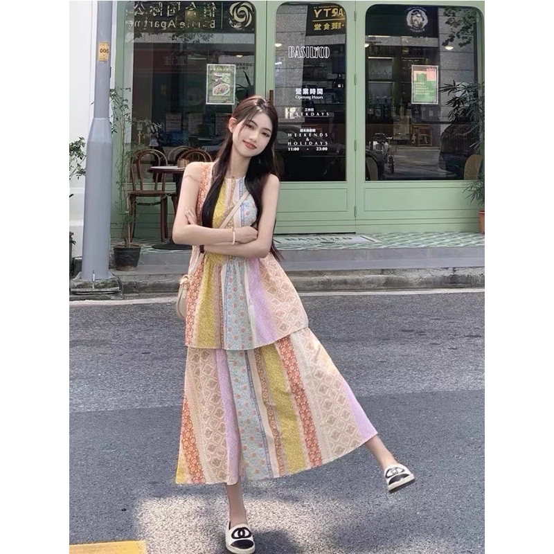 (Flower viewing) Fafala Dress (Flower viewing) เดรสแขนกุดแต่งระบายส้ม ป้าย ypy