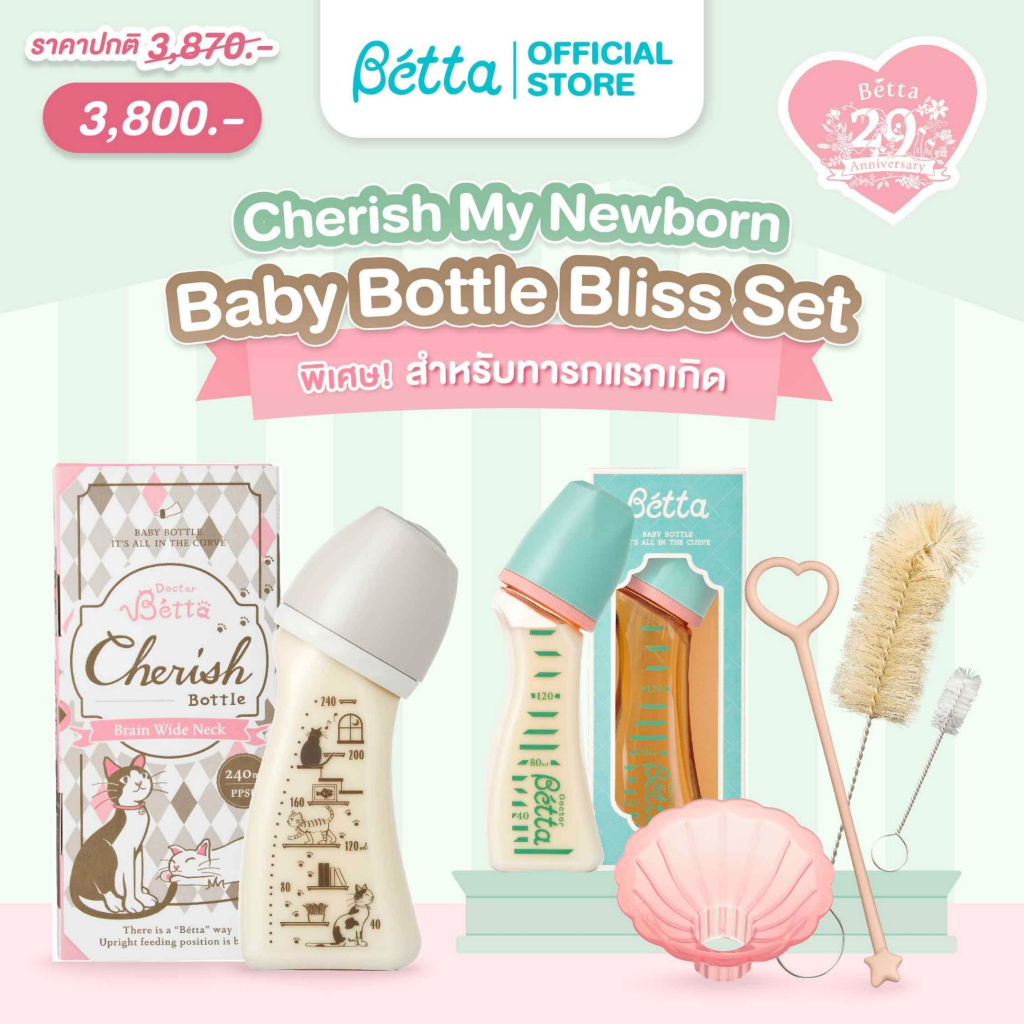 Cherish My Newborn Baby Bottle Bliss Set พิเศษ! เซ็ทขวดนมสำหรับทารกแรกเกิด สามารถใช้ได้ถึง 2 ปี