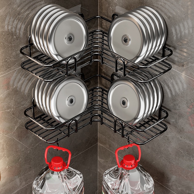 ที่วางของ ในห้องน้ำ ที่เก็บของ เข้ามุม  วางของ ที่วางแชมพู มอบให้ พกตะขอติดผนัง กันน้ำและกันสนิมวางของมั่นคง - รูปที่ 3