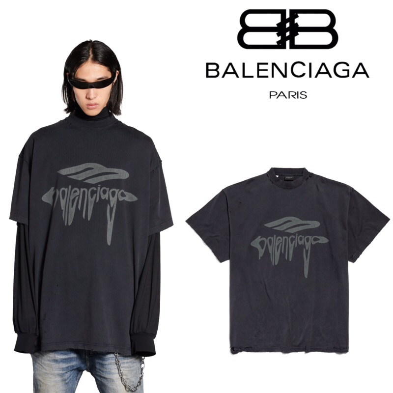 เสื้อยืดแขนสั้น Balenciaga 3B Liquefied T-Shirt Oversized In Black (สีดำ)