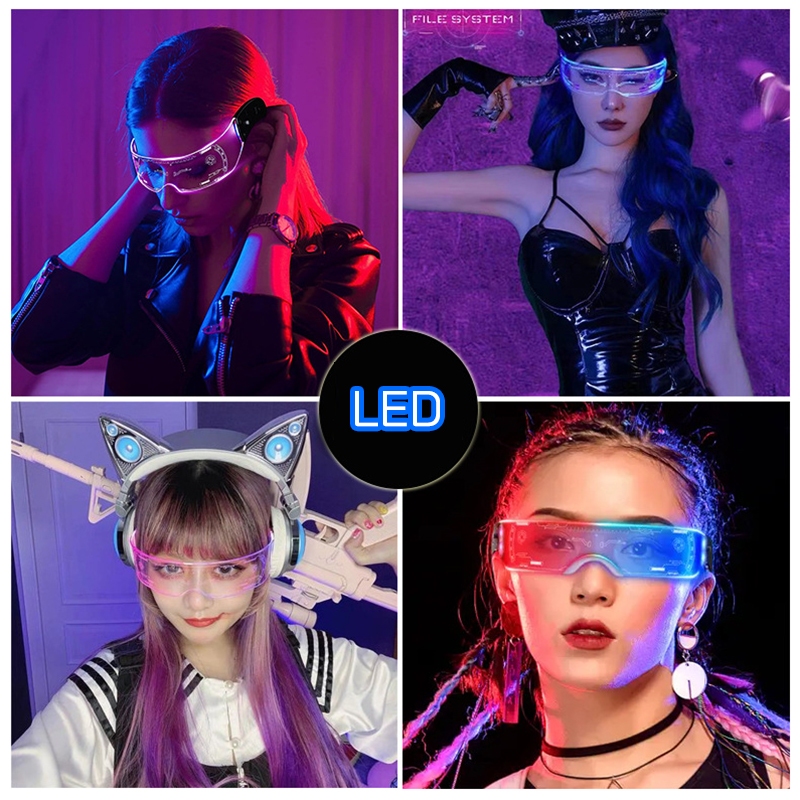 แว่นตาเล่นสงกรานต์ LED แว่นตาปาร์ตี้  7 สี เรืองแสงไฟกระพริบ เล่นน้ำ แว่นตาอะคริลิกส่องสว่าง บาร์ DJ