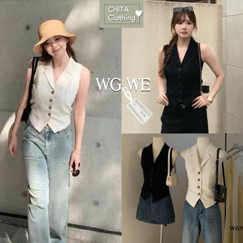 3613# เสื้อ vest แต่งกระดุมเก๋ เนื้อผ้าดี งานสวย มีซับใน TAG:WG.WE 🇰🇷