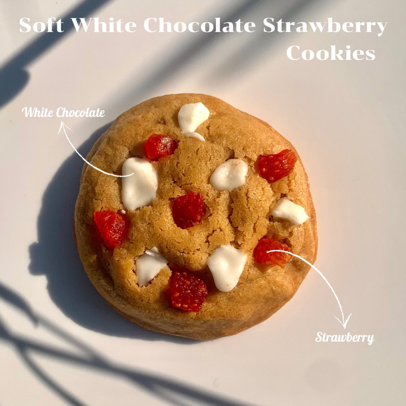 ซอฟคุกกี้ไวท์ช็อกโกแลตสตรอว์เบอร์รี่(soft whitechocolatestrawberrycookies)