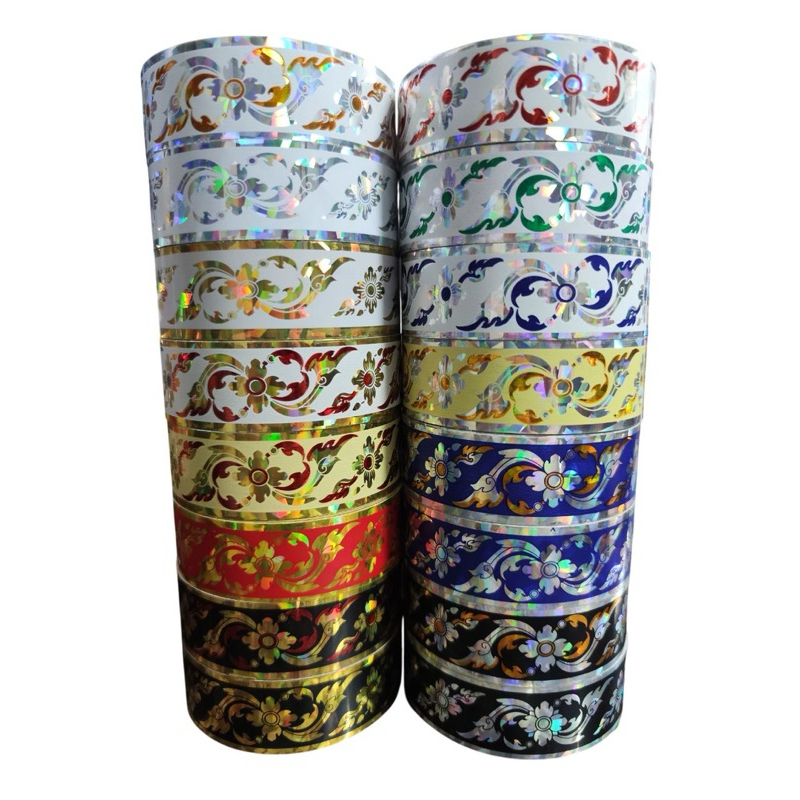 ⭐️16สี⭐️สติกเกอร์ลายไทย NN01 กว้าง 3 ซม. ยาว 5 เมตร