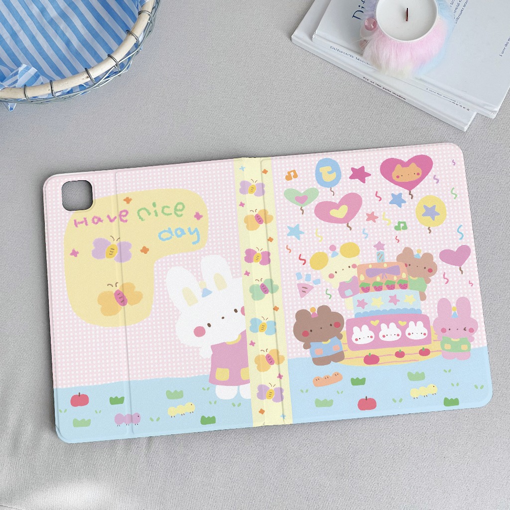 💥พร้อมส่ง💥เคส iPad Gen11 Air6 Gen9 Air7 13 ที่ใส่ปากกา วันเกิดกระต่าย เคสไอแพด Air7 Pro11 2024 MINI7