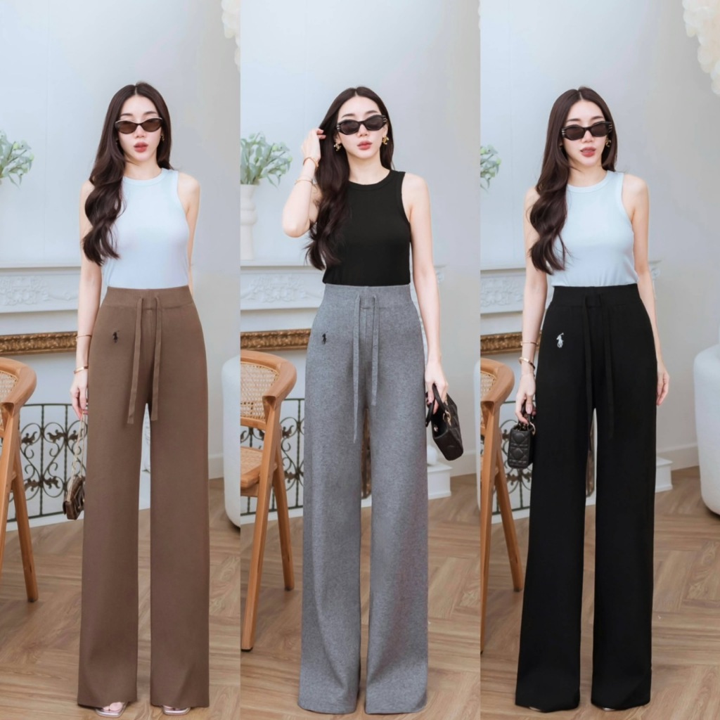 J1336 JiraClothing กางเกงไหมพรมขายาวทรงกระบอกใหญ่