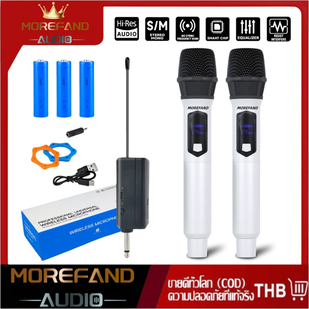 ไมโครโฟนไร้สาย 108B1/B2 ชาร์จได้ 2.4GHz UHF บันทึกเสียงคุณภาพสูง เหมาะสำหรับแสดง, ประชุม, ถ่ายทอดสด