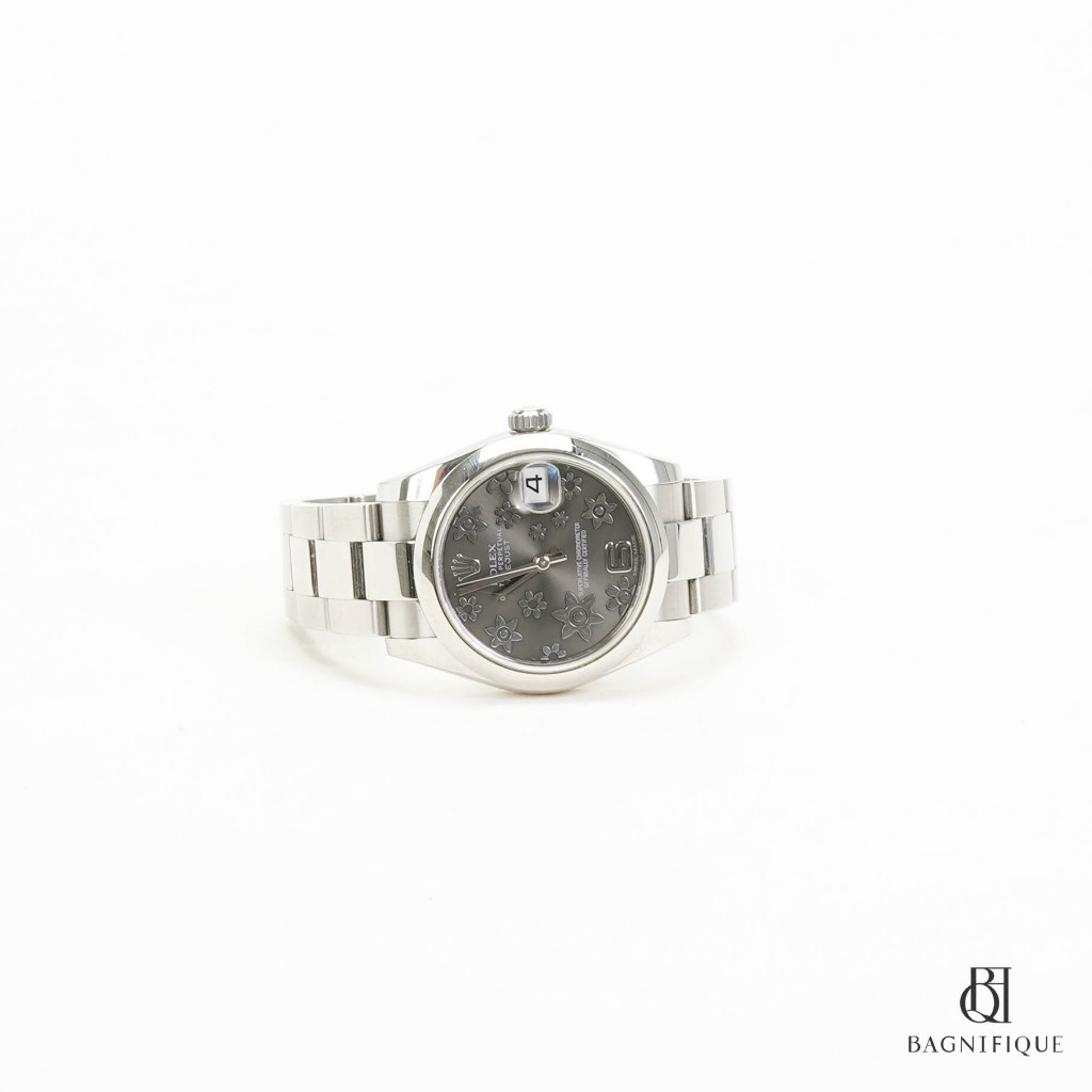 R O L E X DATEJUST 31MM SILVER FLOWER