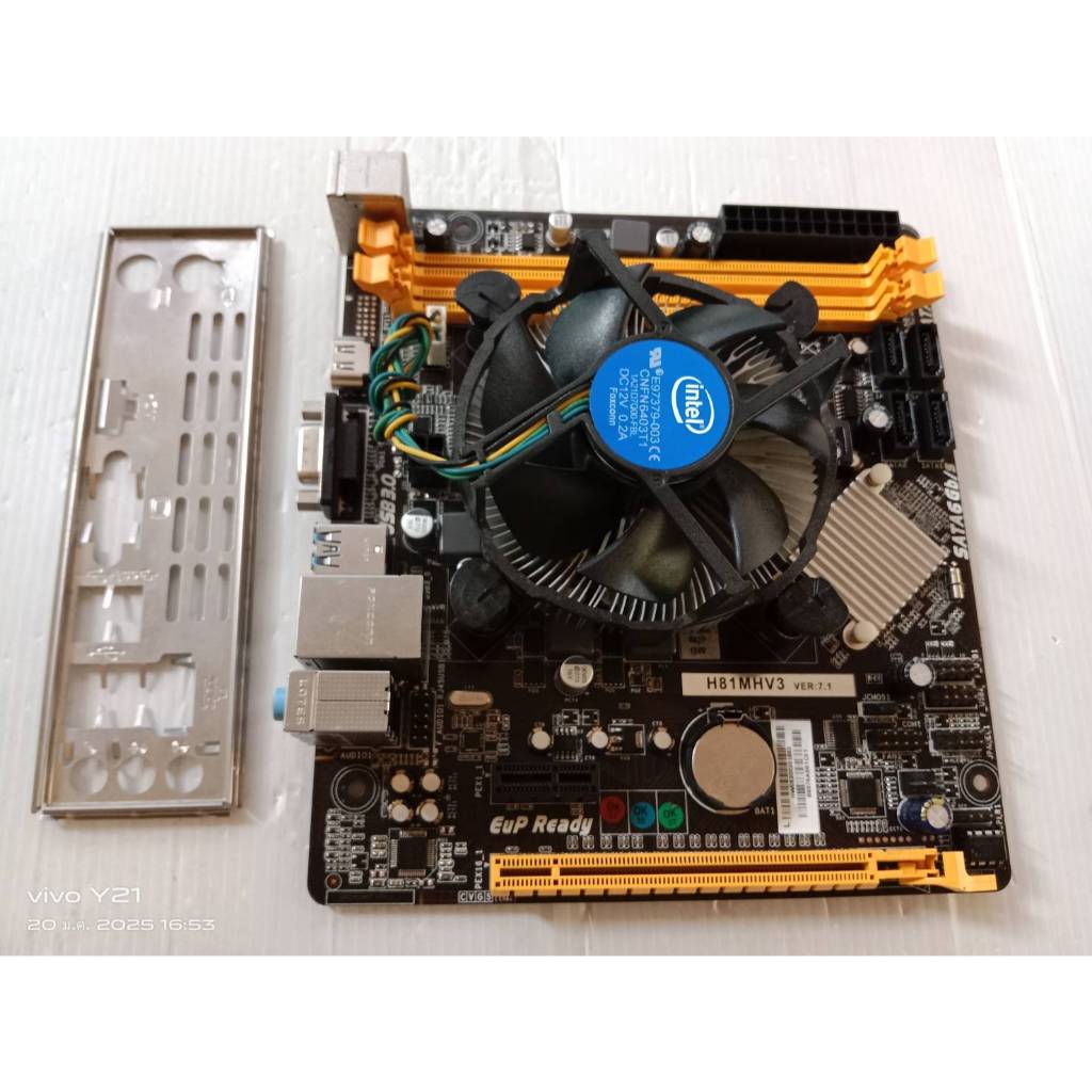 Mainboard 1150 Biostar H81MHV3 มีฝาหลัง +CPU INTEL Core i3-4150 พร้อมซิงค์พัดลม