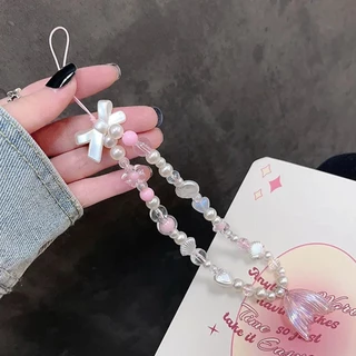 🍀Ins🍀สายคล้องโทรศัพท์มือถือ ลายดอกไม้ หัวใจ ป้องกันการสูญหาย อุปกรณ์เสริม สําหรับ Airpods เครื่องประดับ
