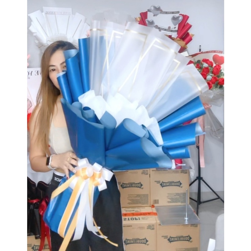 AA05 ช่อขนาดใหญ่ กระสีพื้นเลือกได้ + แผ่นใสขอบทอง