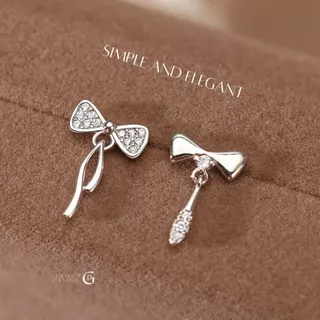 GLAMOR✨ต่างหูเงิน Different จี้โบว์ ต่างหูแฟชั่น ตุ้มหูเงิน925 ต่างหูดีไซน์น่ารัก น้ำหนักเบา