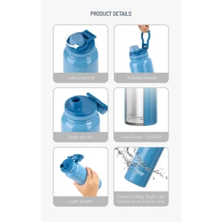 TYESOแท้% ขวดน้ำทรงกระบอก สแตนเลส304แท้ เก็บร้อน-เย็น ขนาด 600ML/750ML/1050ML/1200ML มีฝาปิด พร้อมหูหิ้ว พกพาสะดวก