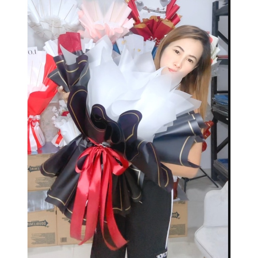 AA07 ช่อกลม กระดาษขอบทองกระดาษสา