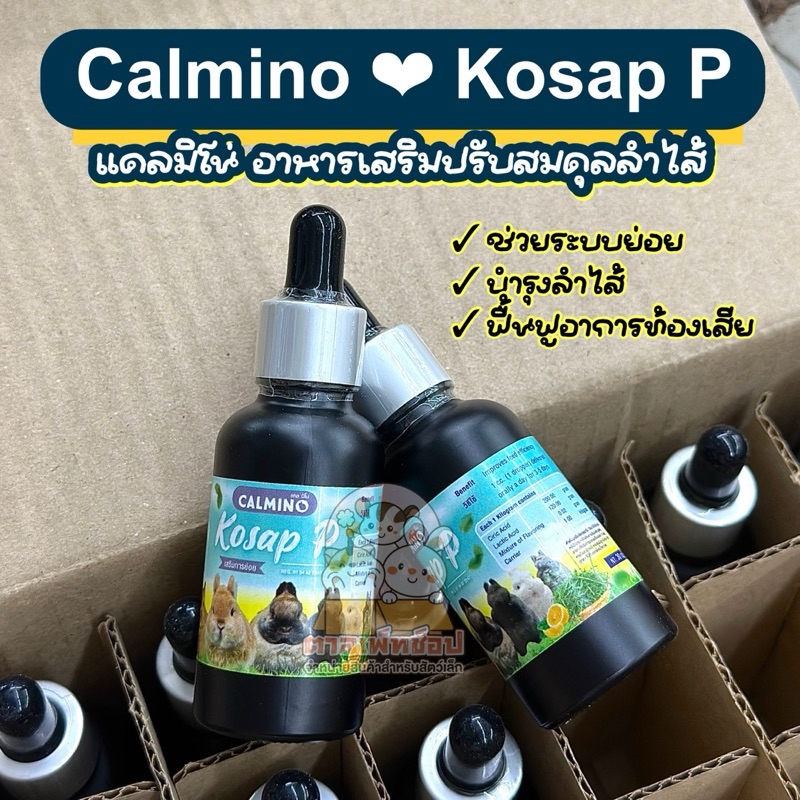 Calmino Kosap Prebiotic ผลิตภัณฑ์ปรับสมดุลลำไส้ ป้องกันการท้องเสีย ท้องอืด สำหรับสัตว์ฟันแทะ กระต่าย เควี่ หนูแกสบี้