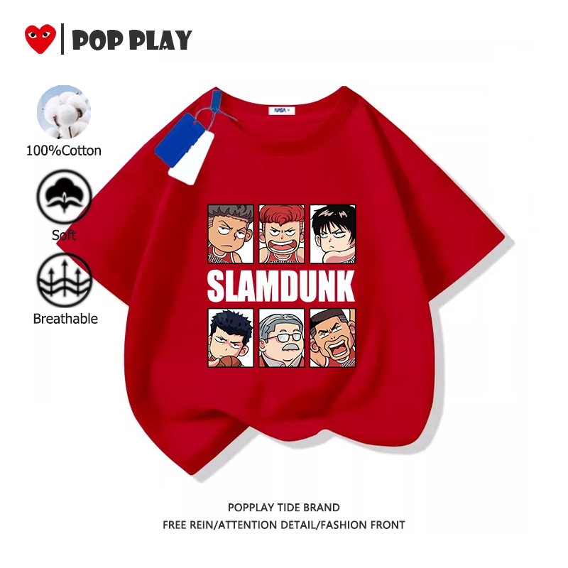 เสื้อยืดเด็ก เสื้อยืดเด็กผู้ชาย Slam Dunk 100% cotton ตัดเย็บดี อนิเมะ 2025สินค้าใหม่! (จัดส่งตลอด 24 ชั่วโมง)