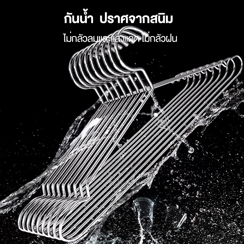 QUANU ไม้แขวนเสื้อ สแตนเลส ราวตากผ้า ยาว 32/40/45cm บรรจุ 10 ชิ้น สแตนเลสคุณภาพสูง กันน้ำและกันสนิม สวย ทนทาน แข็งแรง - รูปที่ 2