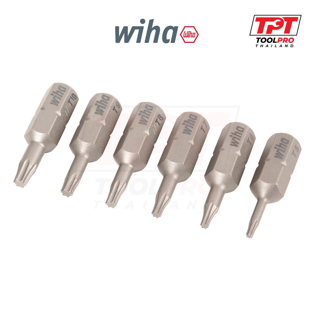 Wiha ชุดดอกไขควงทอร์กซ์ 6 ชิ้น, T5 - T10 x 25mm, Torx Bit Set (71570)