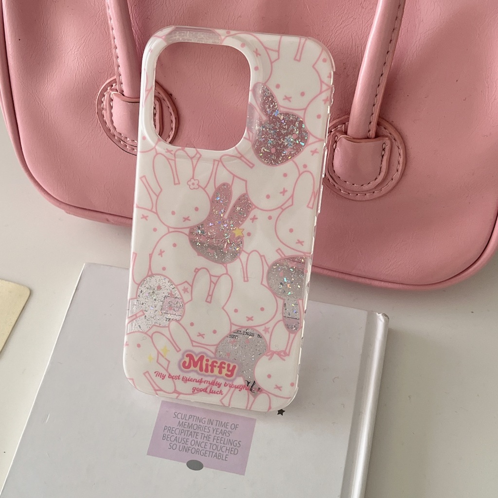 เคสน้องกระต่ายหน้ากลิตเตอร์ชมพู เคสไอโฟน พร้อมส่ง เคสสำหรับ IPHONE CASE 13-16PROMAX