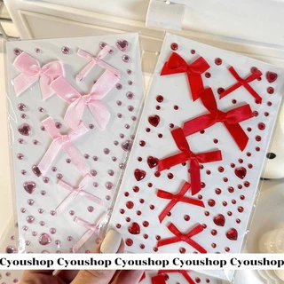 Heart And Bow Diy Sticker สติ๊กเกอร์ 3D ใช้ติดหน้า โบว์ผ้า คริสตัลเพชร คริสตัลหัวใจ ขนาดต่างๆ ใช้ประดับผม ตกแต่งใบหน้า