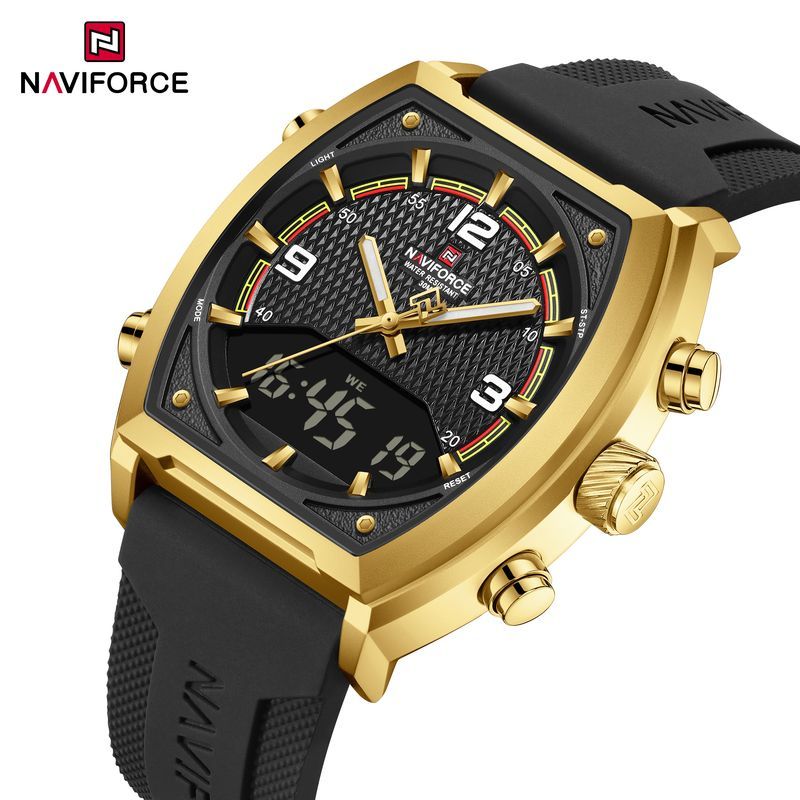 Naviforce นาฬิกาข้อมือผู้ชาย สไตล์สปอร์ตแฟชั่น NF9242 หน้าปัดทรงถึงเบียร์ สายซิลิโคน กันน้ำ ระบบอนาล็อก+ดิจิตอล