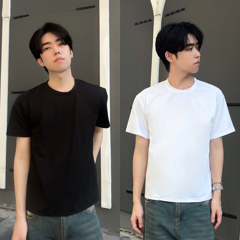 SpinnyHouse เสื้อยืด เบสิคสไตล์ BASIC T-SHIRT ทรงUNISEX ใส่ได้ทั้งชายหญิง ผ้ายืดนิ่มใส่สบาย มีไซส์ รุ่น เสื้อยืดหยวน