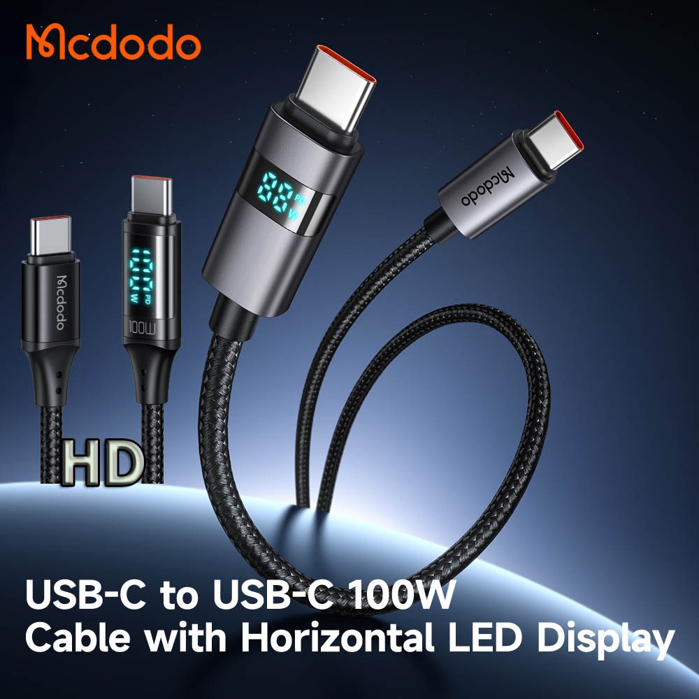 Mcdodo Digital HD type C to type C, Digital Horizontal Max. 100w หน้าจอดิจิตอล แสดงค่าการชาร์จเป็นค่าวัตต์ (W)