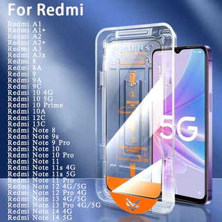 One-Click Full HD ฟิล์มกระจกเต็มจอ ป้องกันหน้าจอสำหรับ Redmi Note 13 4G 14 12 11 10 9 8 A1 A2 A1+ A2+ A3 12C 13C 10A 9A
