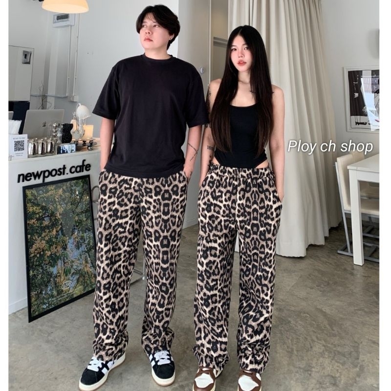 กางเกงวอร์มลายเสือ ผ้าสำลี รุ่นสูง140 150 155 160 165 170 ซม. ชาย&หญิงใส่ได้