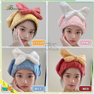 หมวกผมแห้ง ผ้าเช็ดผมนาโน ผ้าคลุมผมแห้งไว หมวกซับน้ำ รูปโบว์ น่ารัก นุ่มและเป็นมิตรต่อผิวหนัง ดูดซับน้ำได้ดี ไม่ซีดจาง