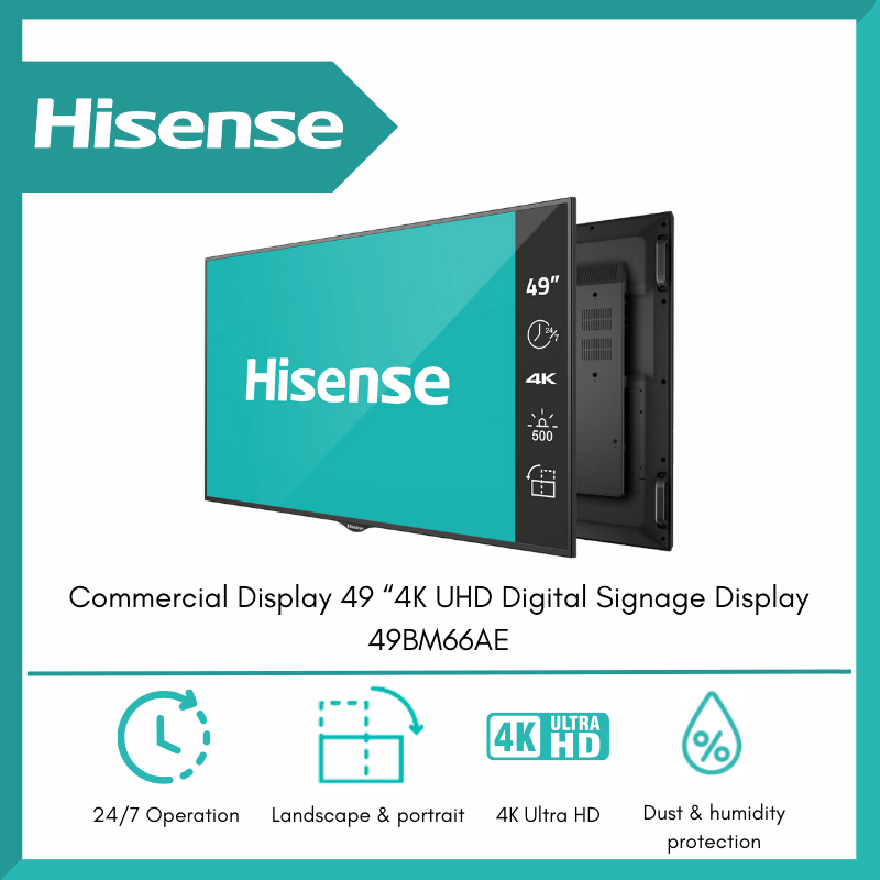 Hisense Commercial Display 49 “4K UHD Digital Signage Display รุ่น 49BM66AE